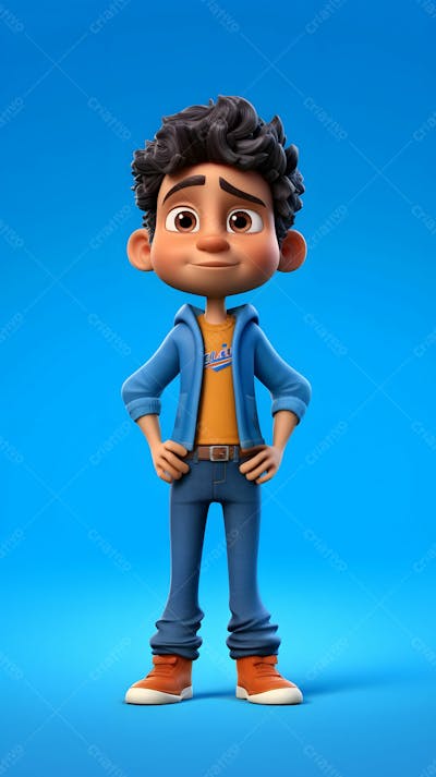 Personagem de desenho animado 3D de menino artista