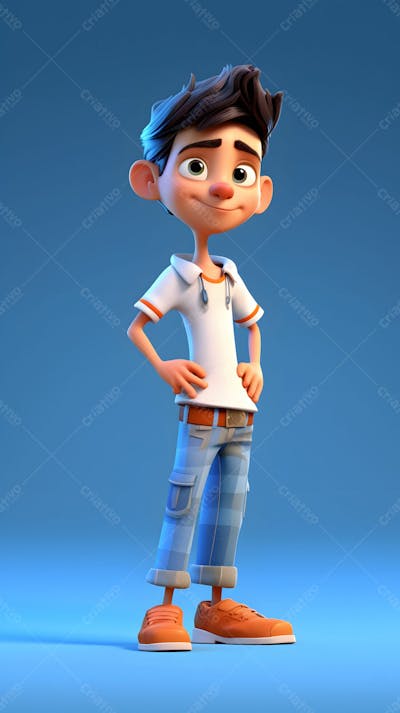 Personagem de desenho animado 3D de menino artista
