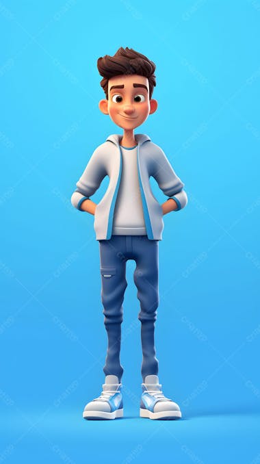 Personagem de desenho animado 3d de menino artista