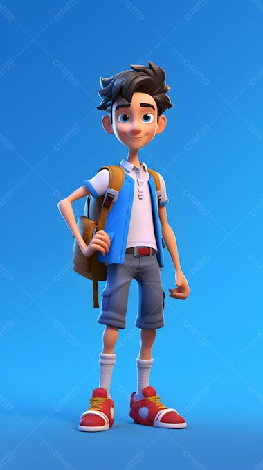 Menino designer gráfico de personagem de desenho animado 3d