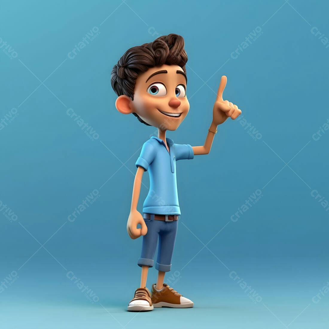 Menino Cartoon Sorrindo com Ideia