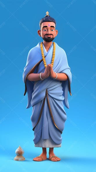 Kamranch 1 hindu men priest 3d cartoon character full lenght wit 63417f 97 70d 4 457d 8eec 38cfe 800e 0ce