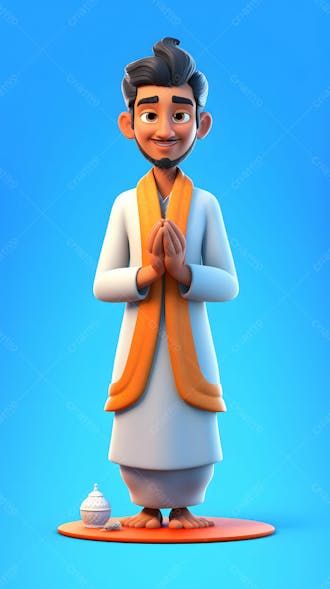 Personagem de desenho animado 3d do sacerdote masculino