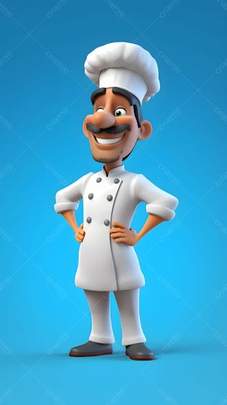 Personagem de desenho animado 3d do chef masculino