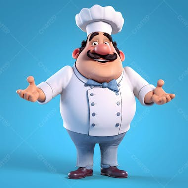 Personagem de desenho animado 3d do chef masculino