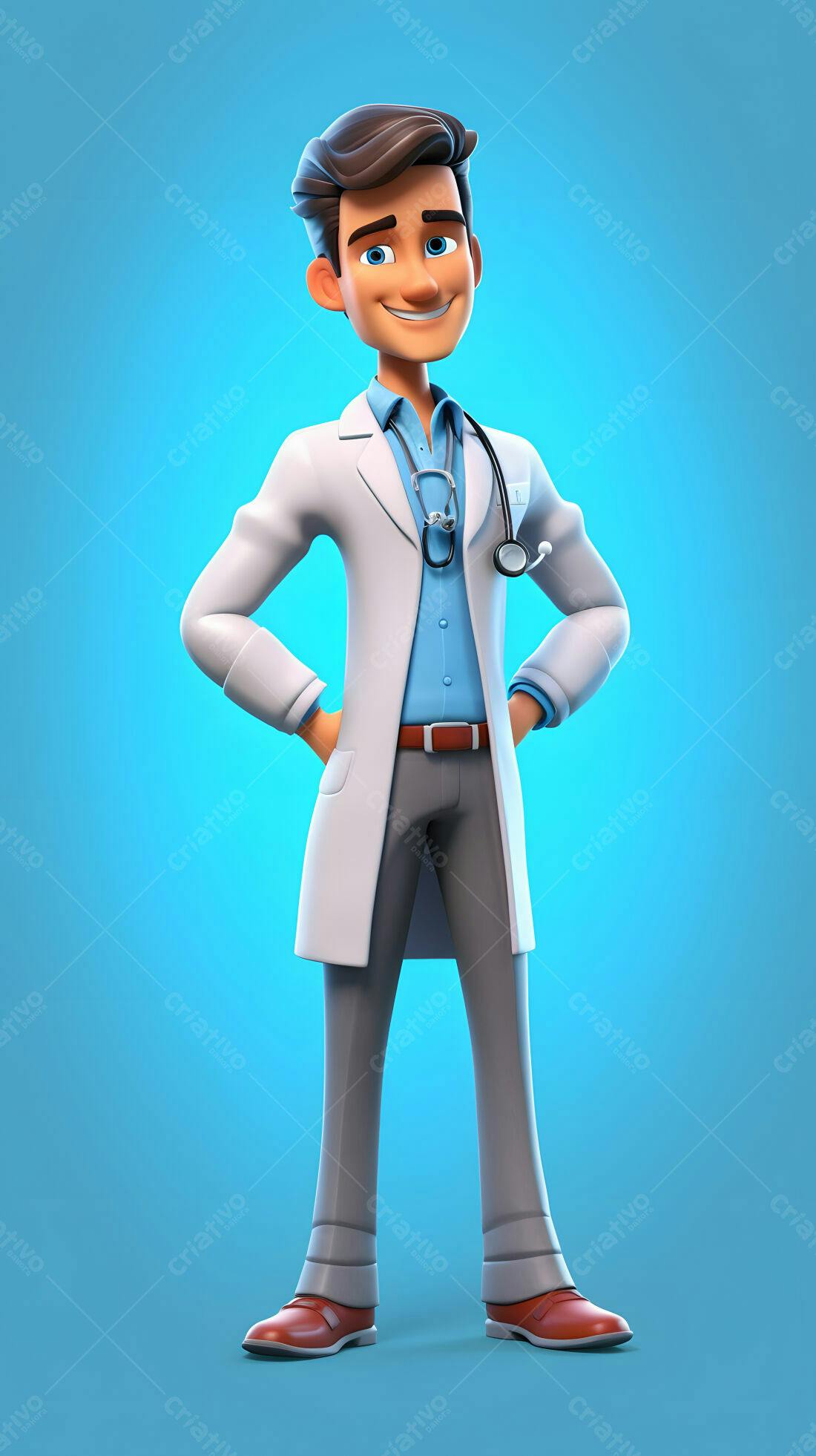 Médico Desenho Animado Sorrindo