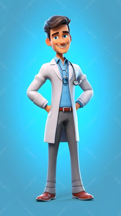 Personagem de desenho animado 3D do médico de homens