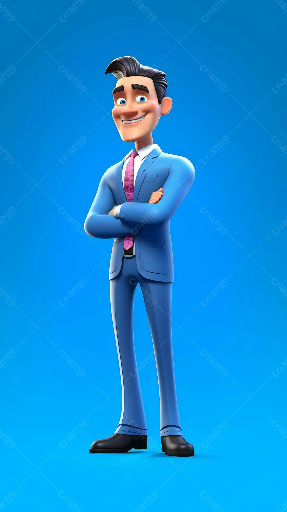 Homem de negócios animado em terno azul