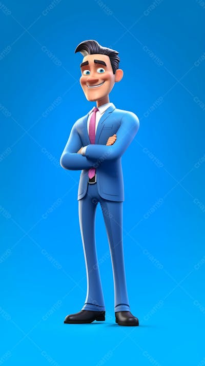 Desenho animado de homem gerente em 3D