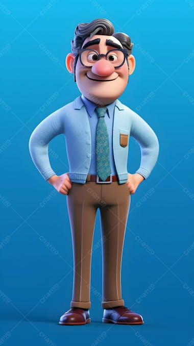 Personagem de desenho animado 3d professor de homens