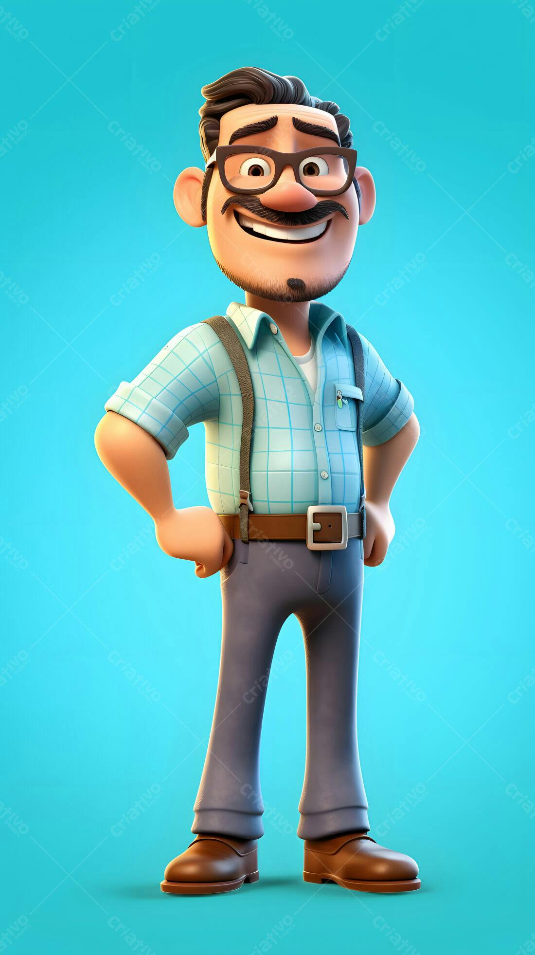 Homem de desenho animado alegre usando óculos