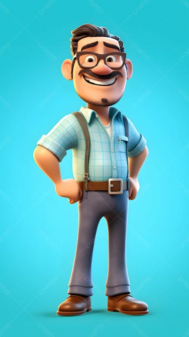 Personagem de desenho animado 3d professor de homens