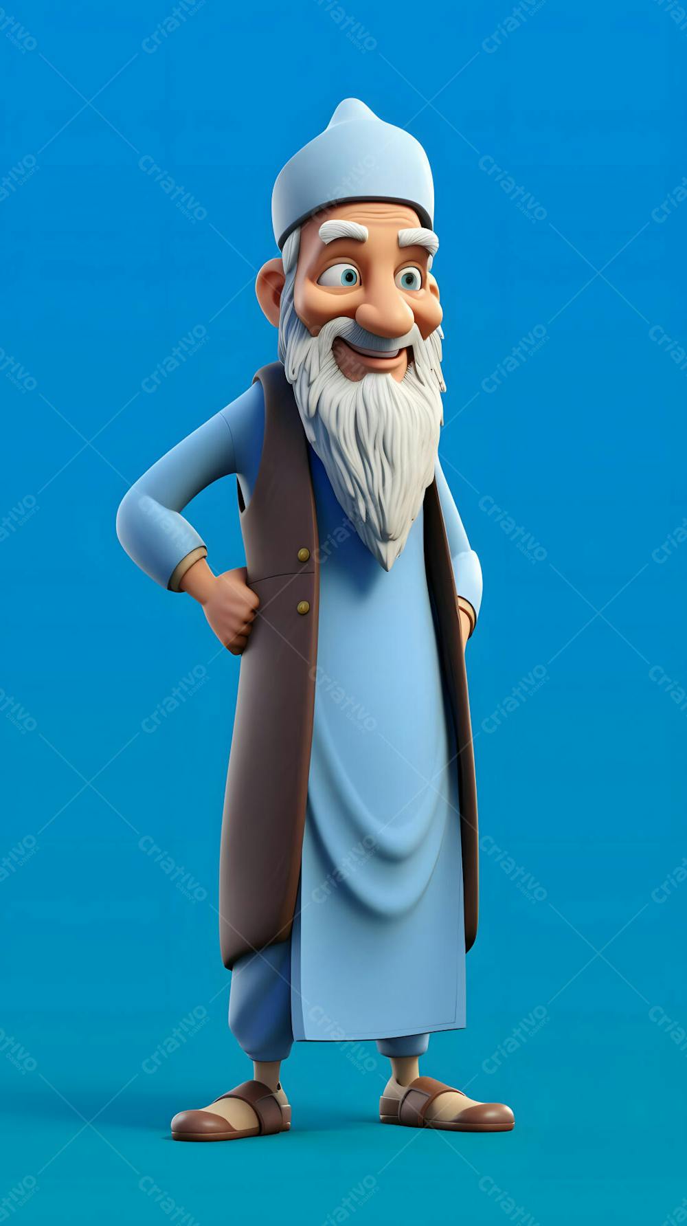 imagem de homens religiosos muçulmanos de personagem de desenho animado 3D com barba