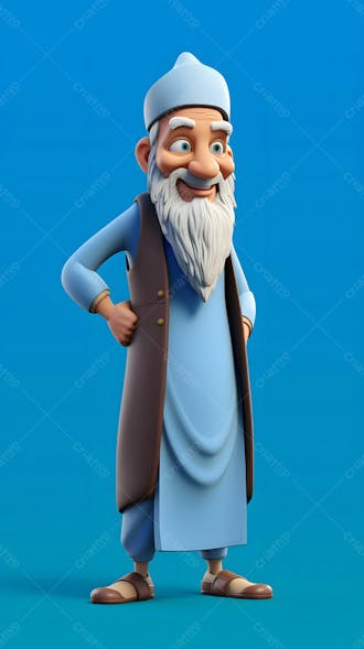 Imagem de homens religiosos muçulmanos de personagem de desenho animado 3d com barba