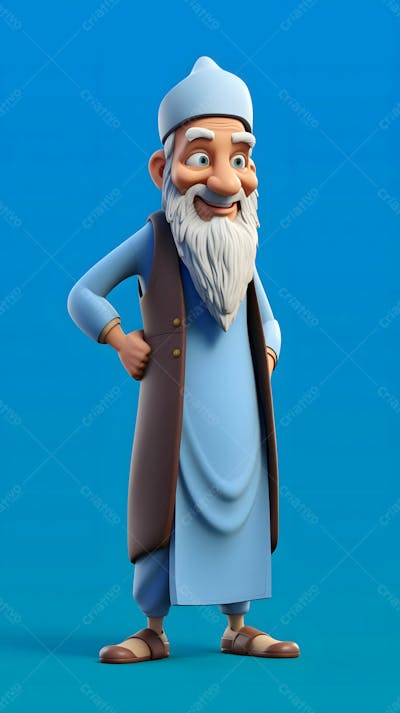 imagem de homens religiosos muçulmanos de personagem de desenho animado 3D com barba