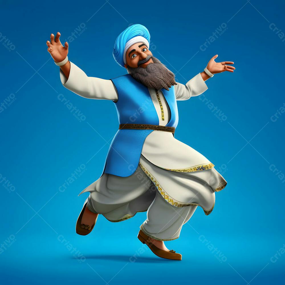imagem de homens religiosos muçulmanos de personagem de desenho animado 3D com barba