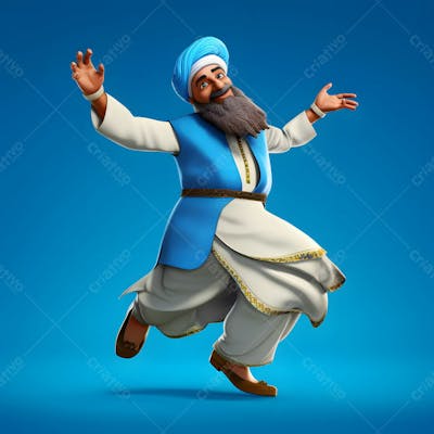 imagem de homens religiosos muçulmanos de personagem de desenho animado 3D com barba