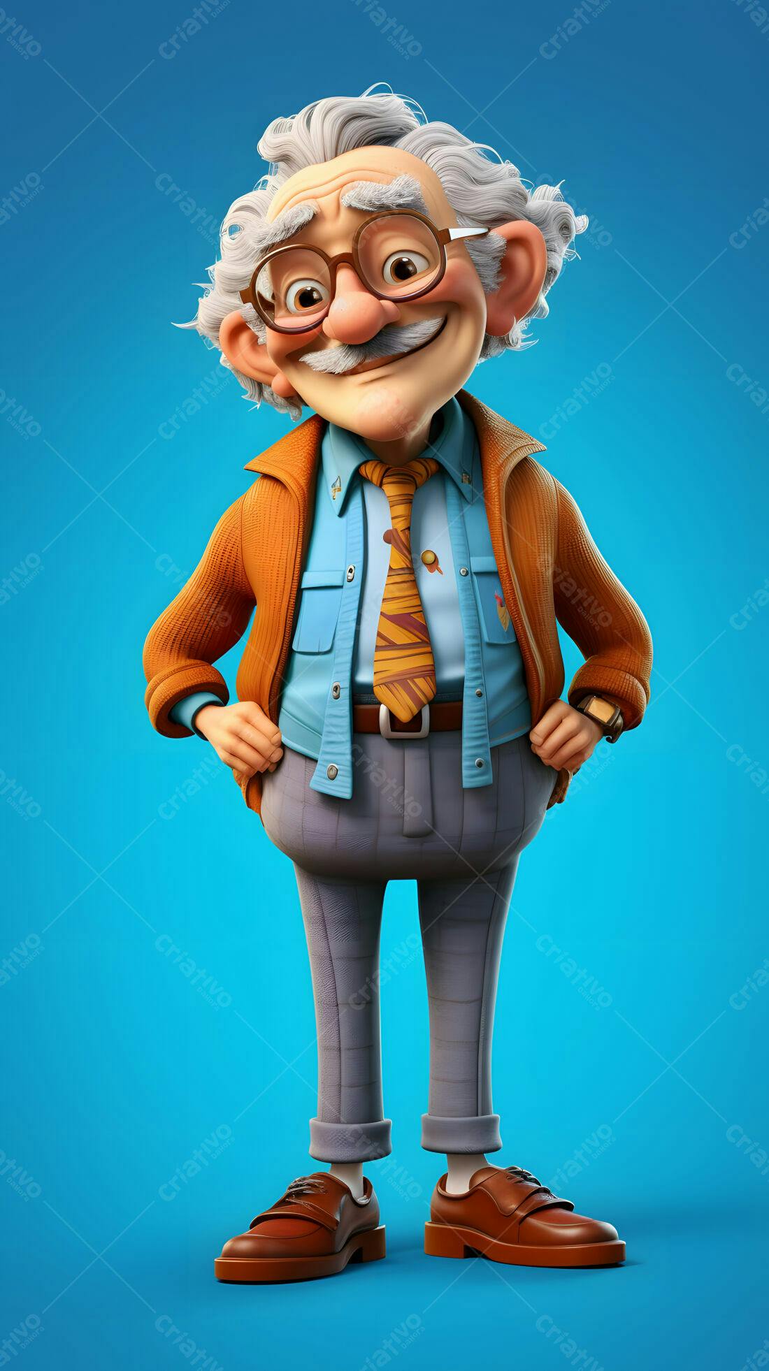 Professor animado sorridente com óculos