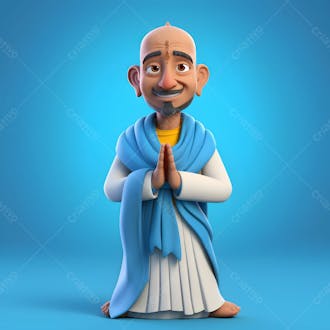 Personagem de desenho animado 3d do homem hindu