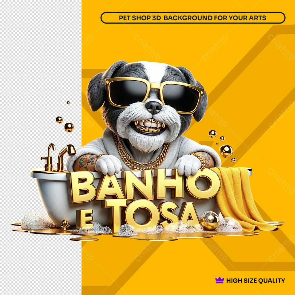 Shihtzu Banho E Tosa Element 3D Pet Shop