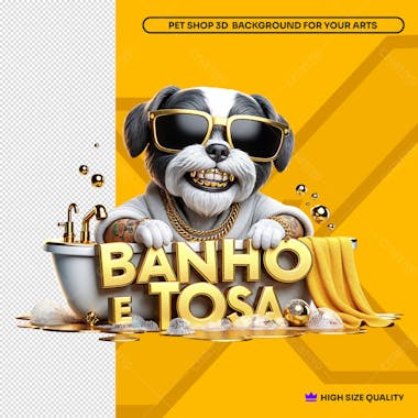 Shihtzu banho e tosa element 3d pet shop