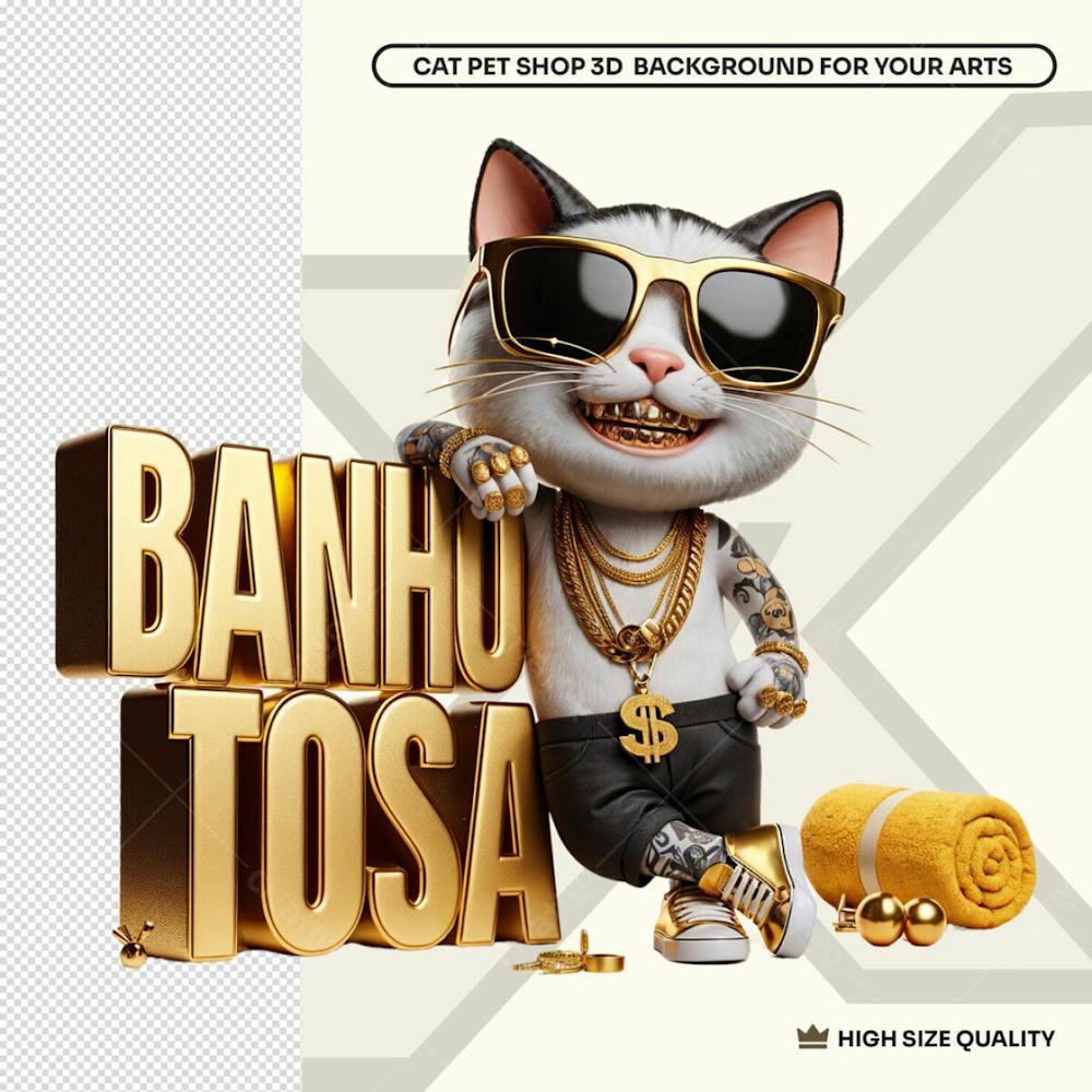 Cat Gangster Pet Shop Na Banheira Banho E Tosa Social Media