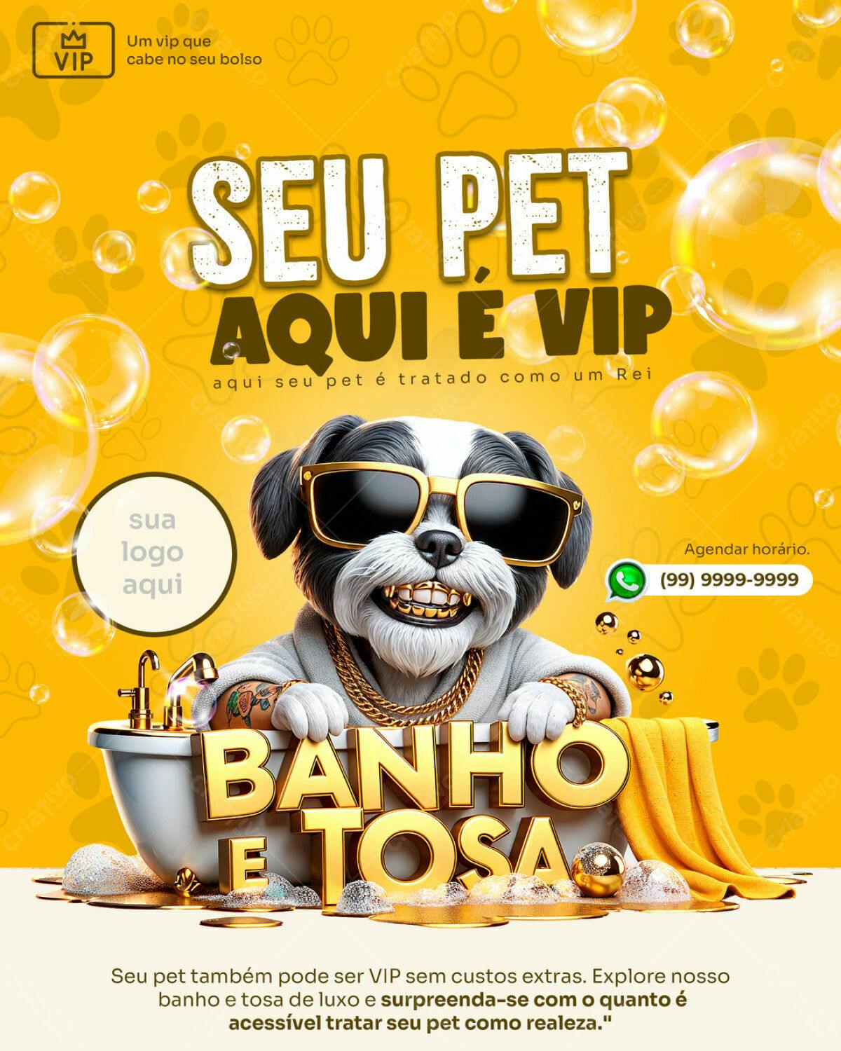 Flyer Pet Shop Banho e Tosa VIP PSD Editável