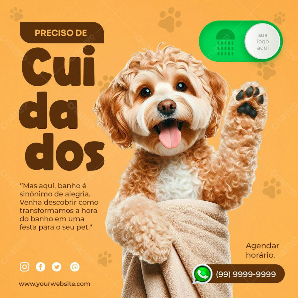 Petshop Hora Do Banho Social Media Psd Editável