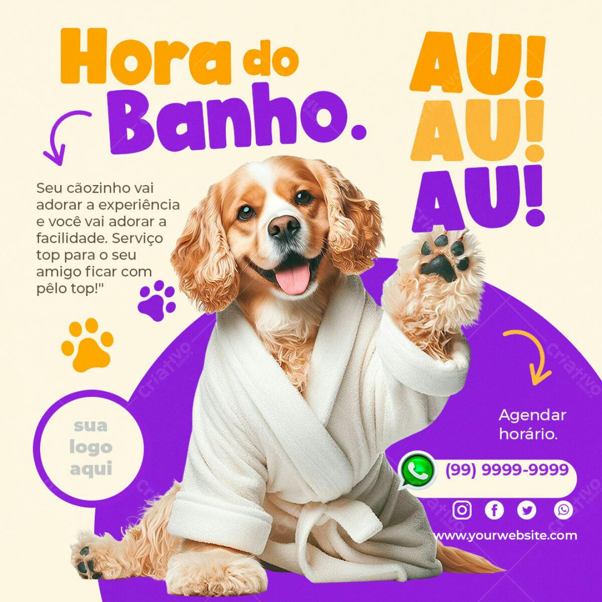 Post para Pet Shop Hora do Banho PSD Editável