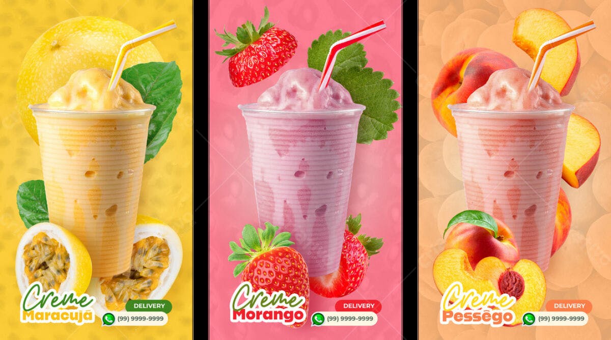 Flyer para Bebidas Cremosas PSD Editável