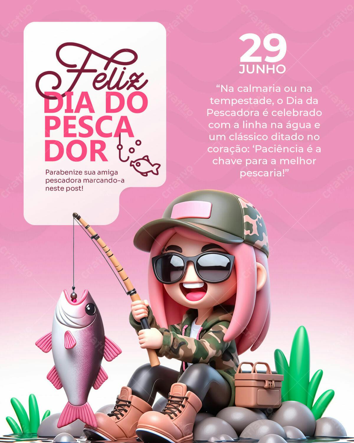 Post para o Dia do Pescador PSD Editável