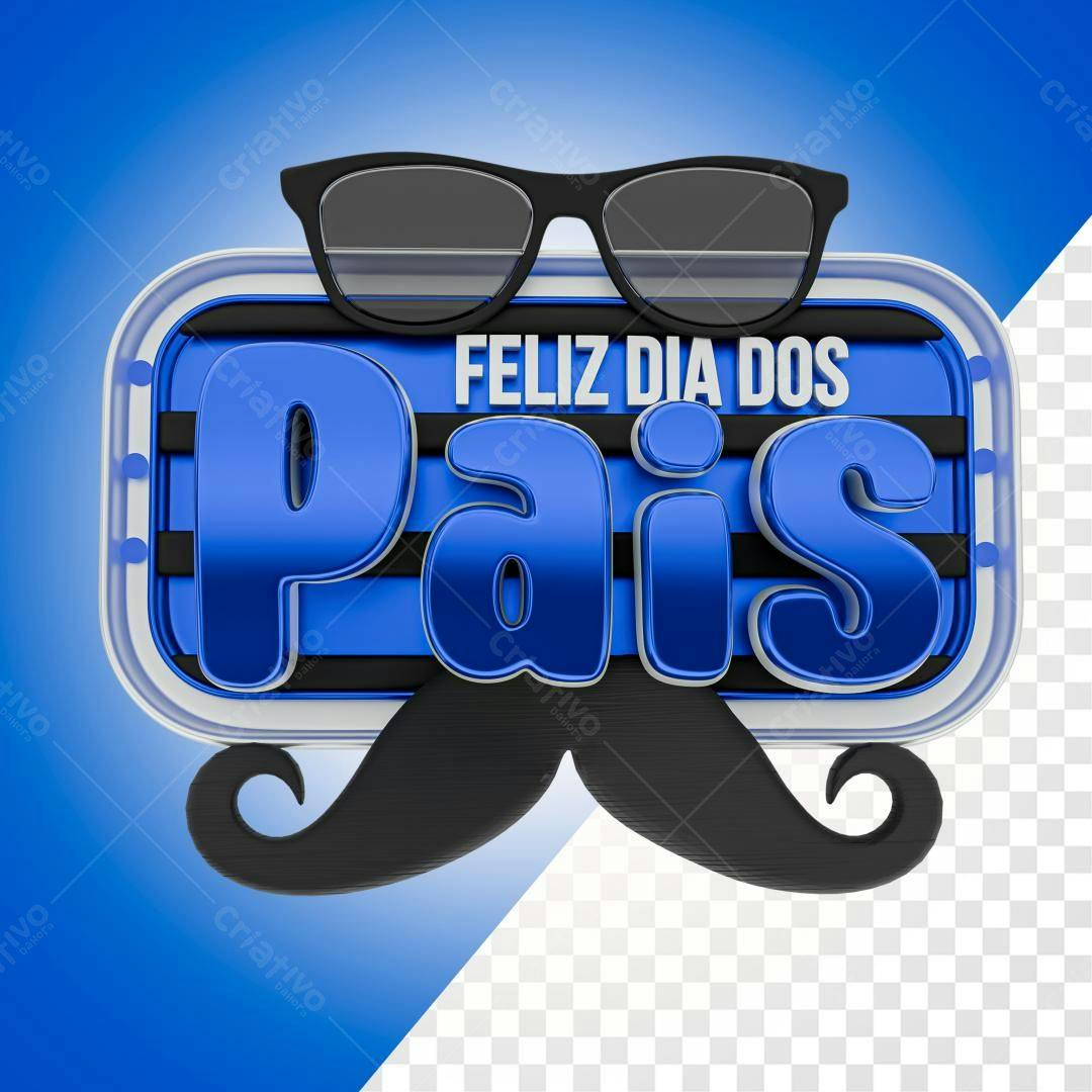 Selo 3D Dia dos Pais azul metálico