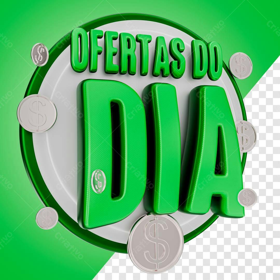 Selo 3D promocional verde ofertas do dia