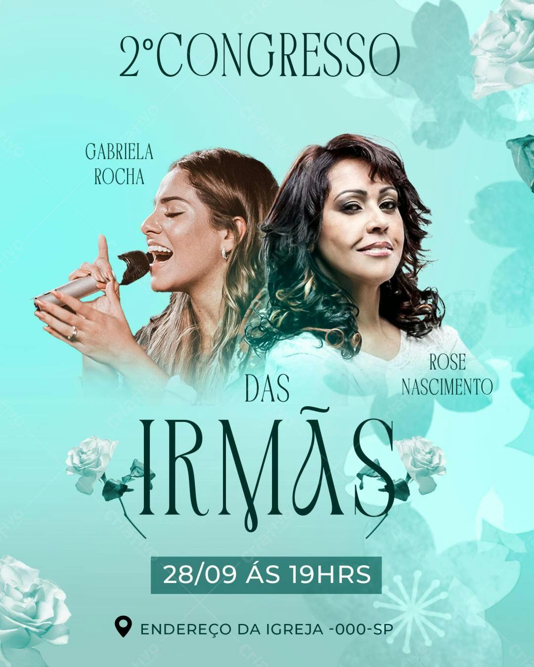 Flyer para Congresso Gospel das Irmãs PSD Editável