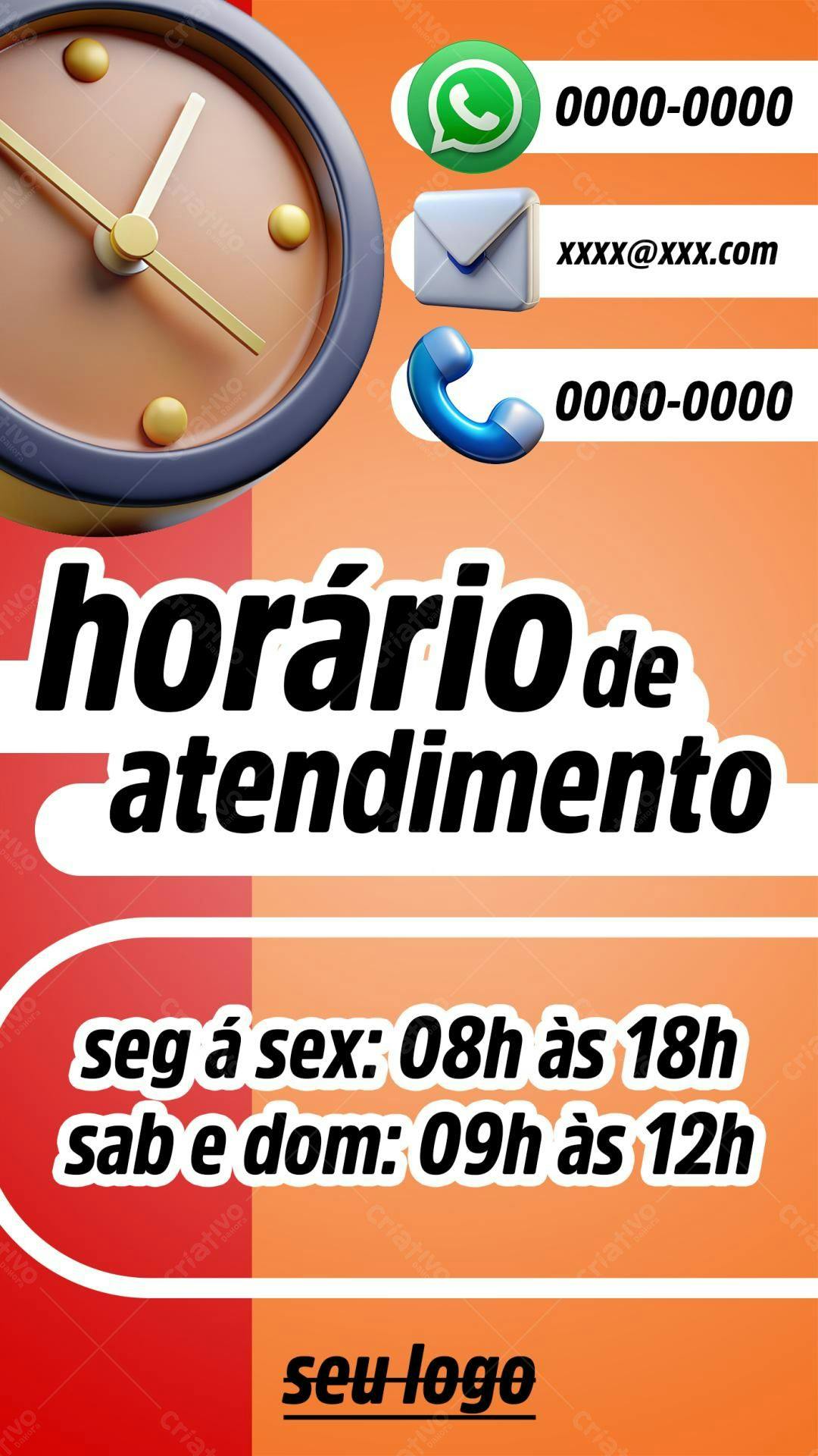 Flyer Horário de Atendimento PSD Editável