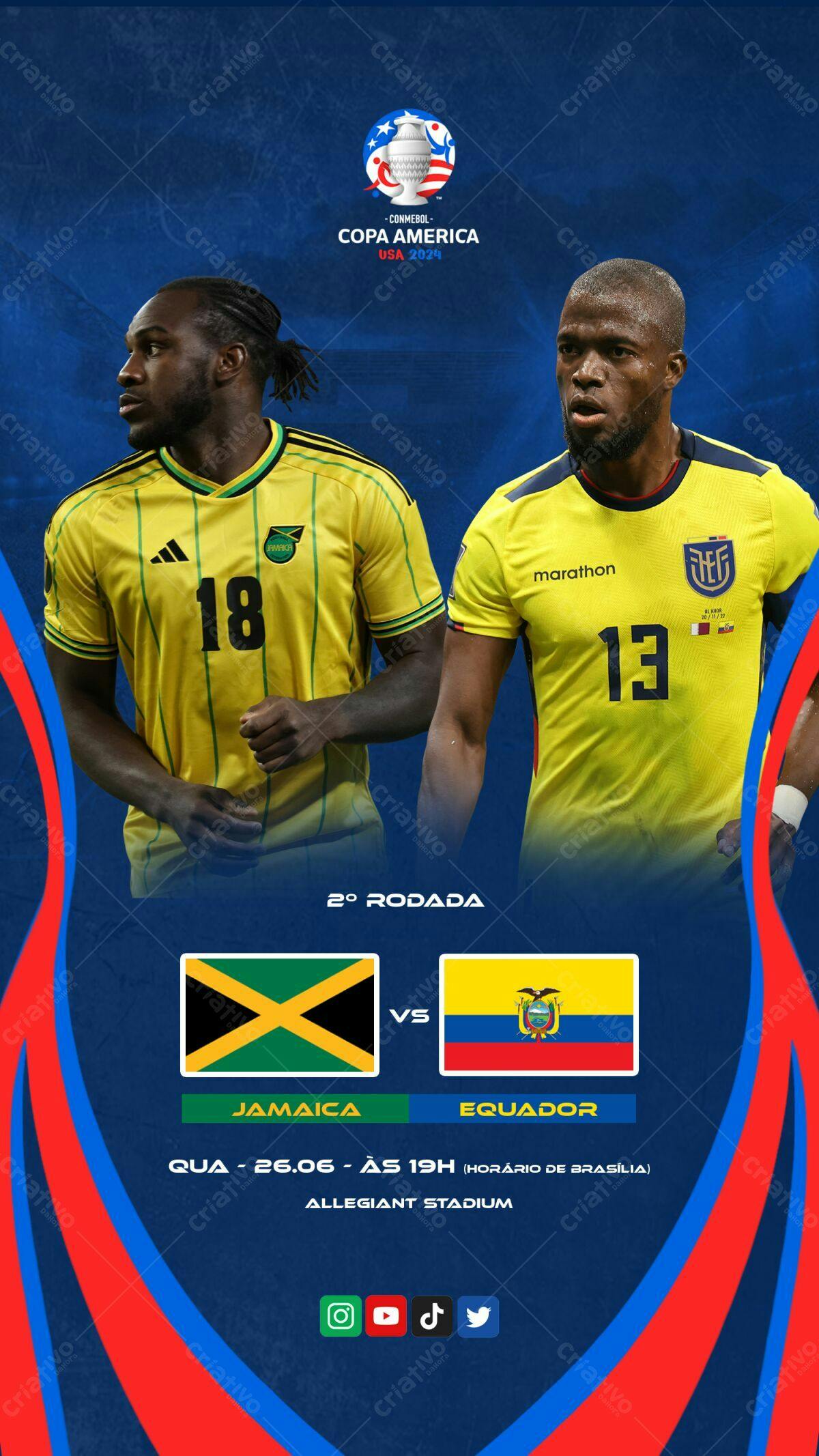 Flyer Copa América Jamaica x Equador PSD Editável