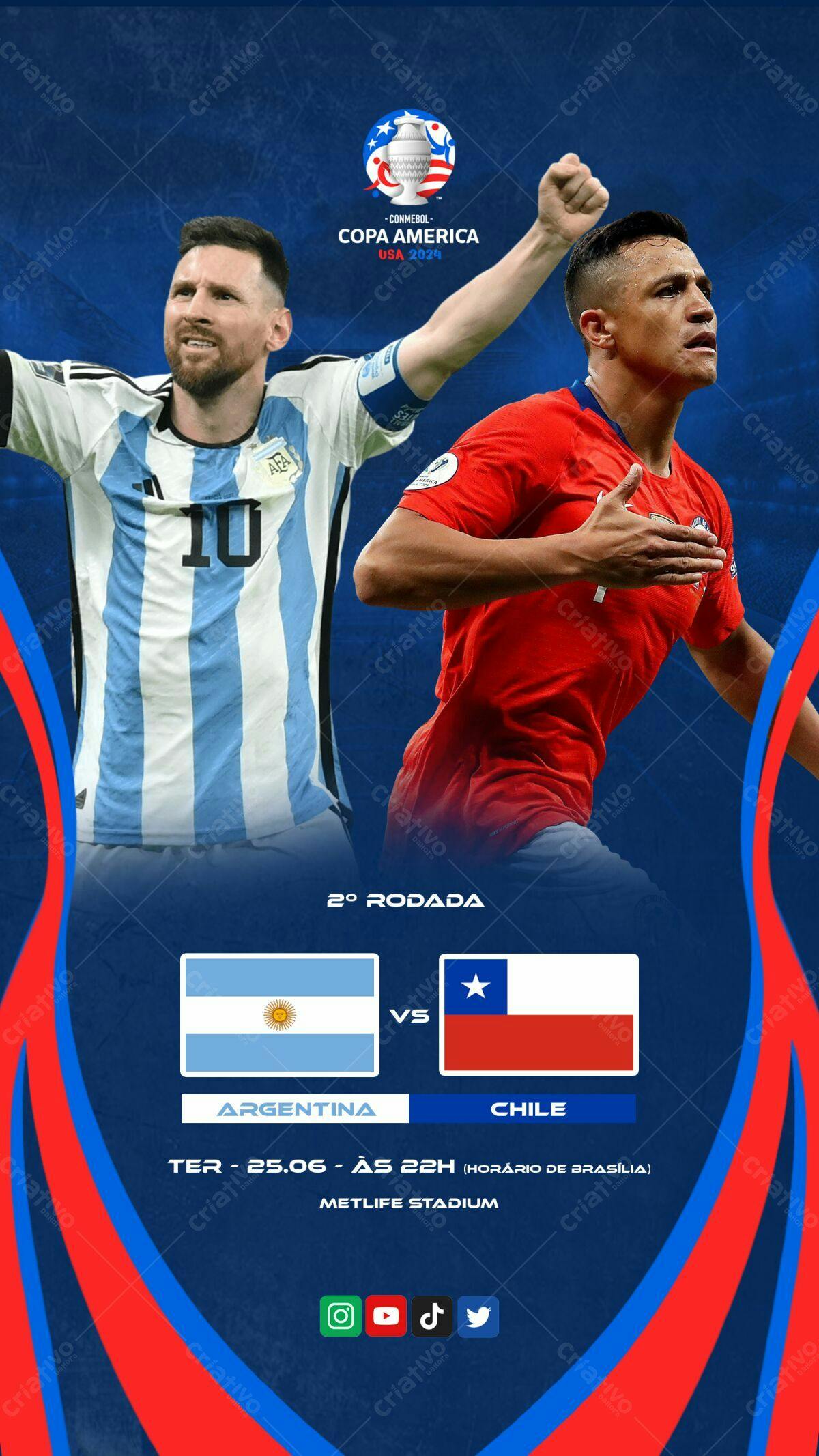Flyer Copa América Argentina x Chile PSD Editável