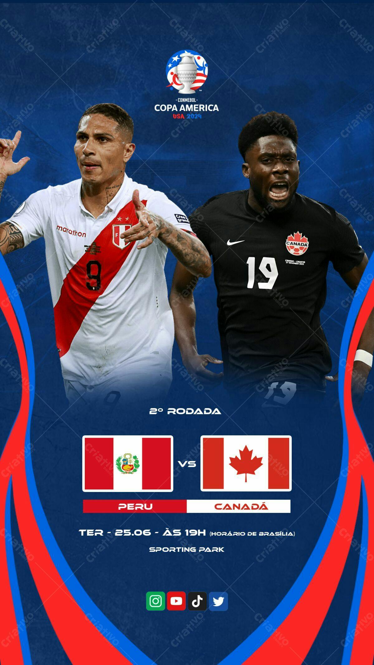 Flyer Copa América Peru x Canadá PSD Editável