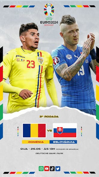 Eurocopa romênia x eslováquia social media story