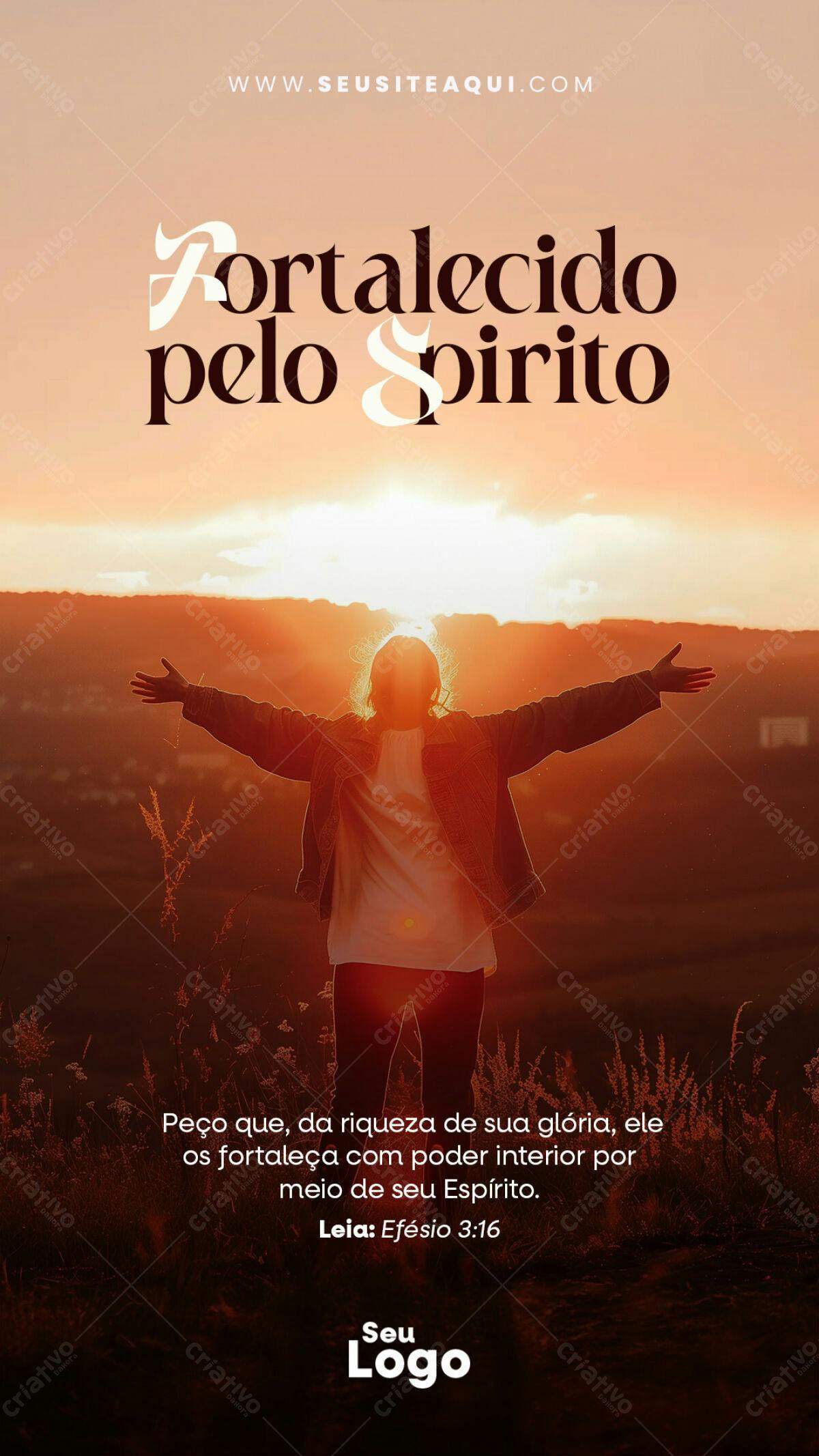 Flyer Cristão Fortalecido pelo Espírito PSD Editável