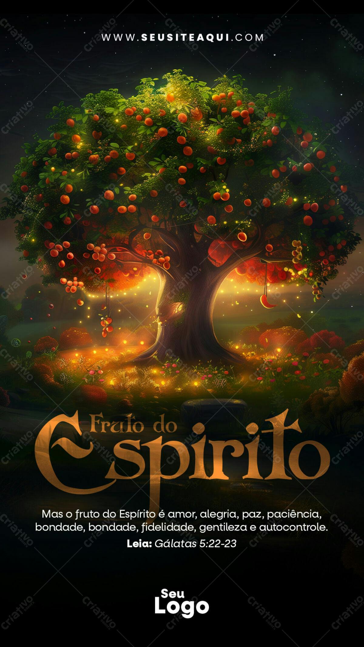 Flyer Fruto do Espírito PSD Editável