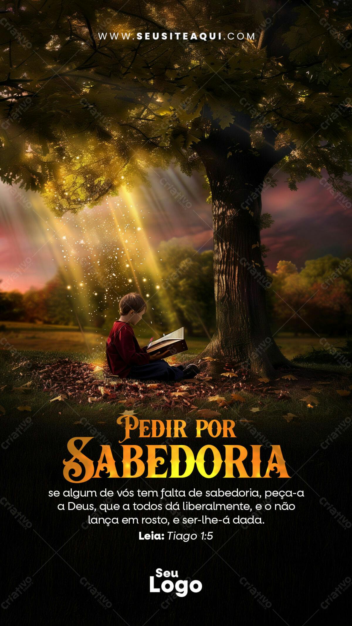 Flyer Cristão Pedido de Sabedoria PSD Editável
