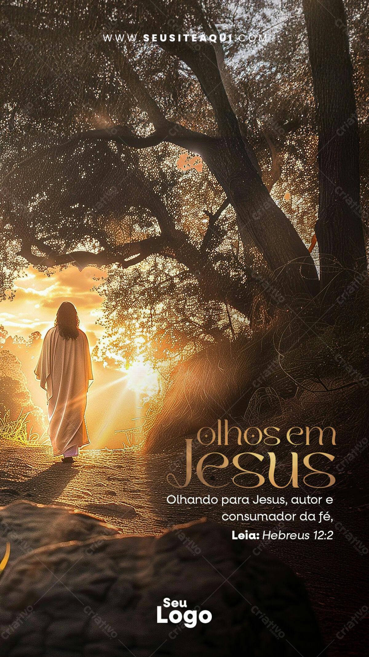 Flyer Cristão Olhos em Jesus PSD Editável