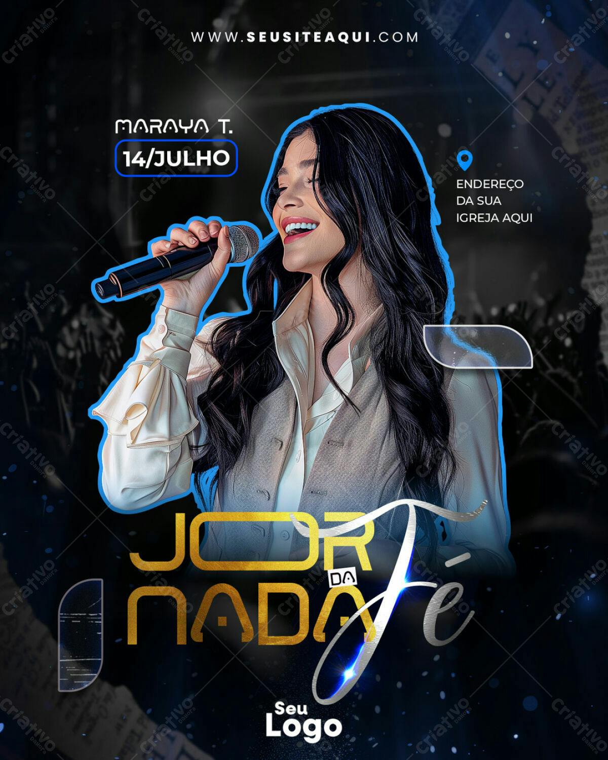 Flyer para Evento Gospel com Maraya T. PSD Editável