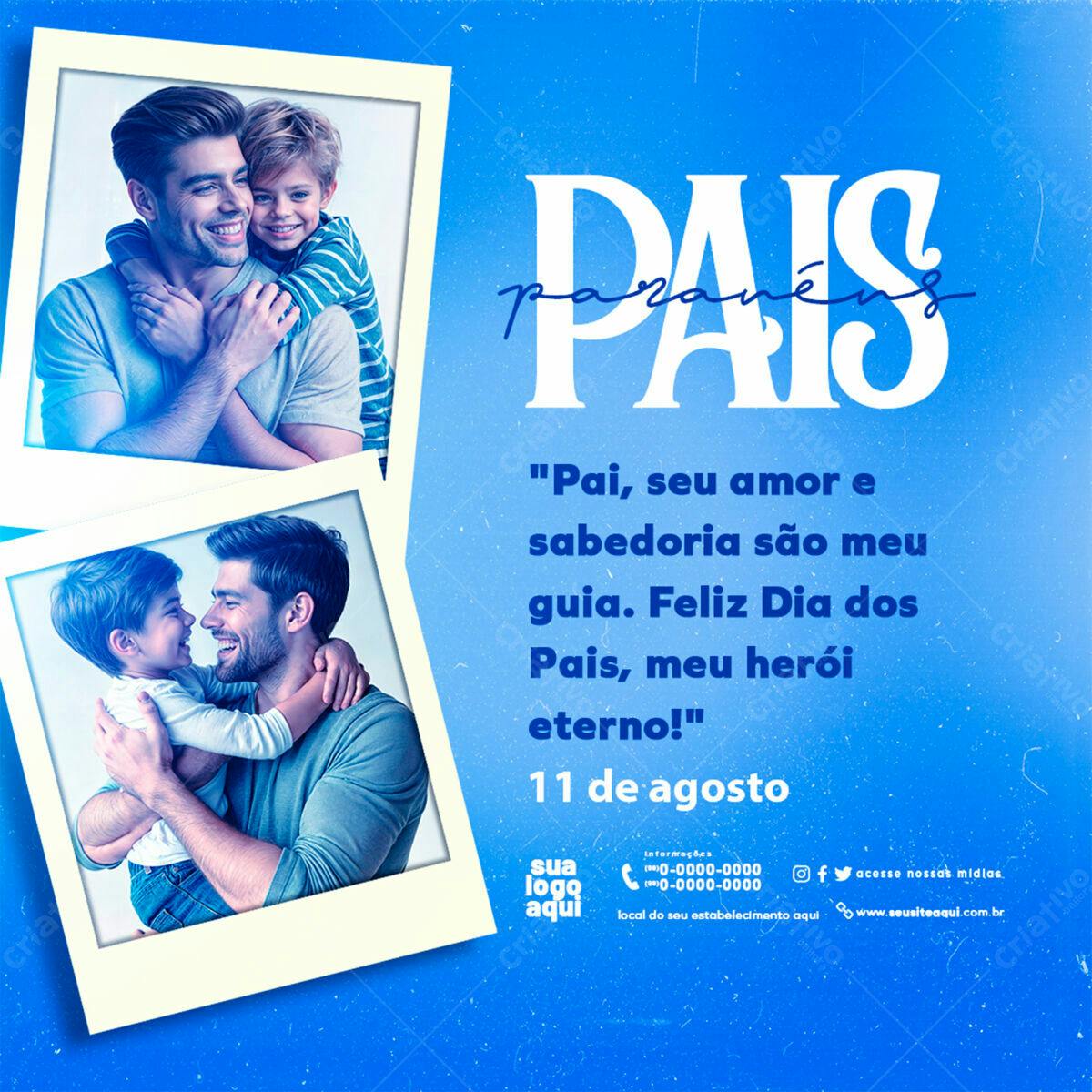 Postagem Dia dos Pais Azul PSD Editável