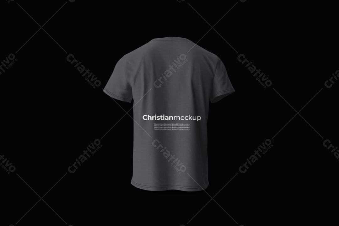 Mockup Camiseta Cinza Escuro: Vista Traseira Realista