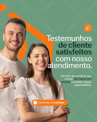 Cliente satisfeito social media corretor de imóveis psd