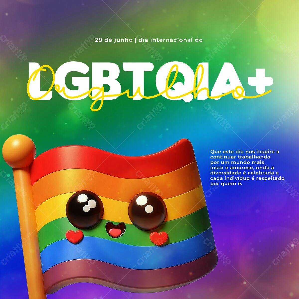 Post para o Dia Internacional do Orgulho LGBTQIA+ PSD Editável