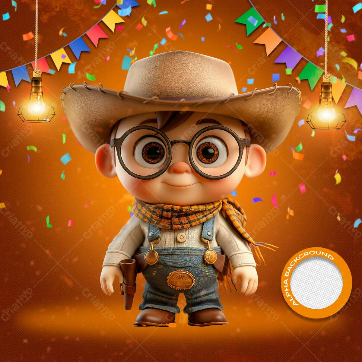 PSD Festa Junina com Personagem Cartoon PSD Editável
