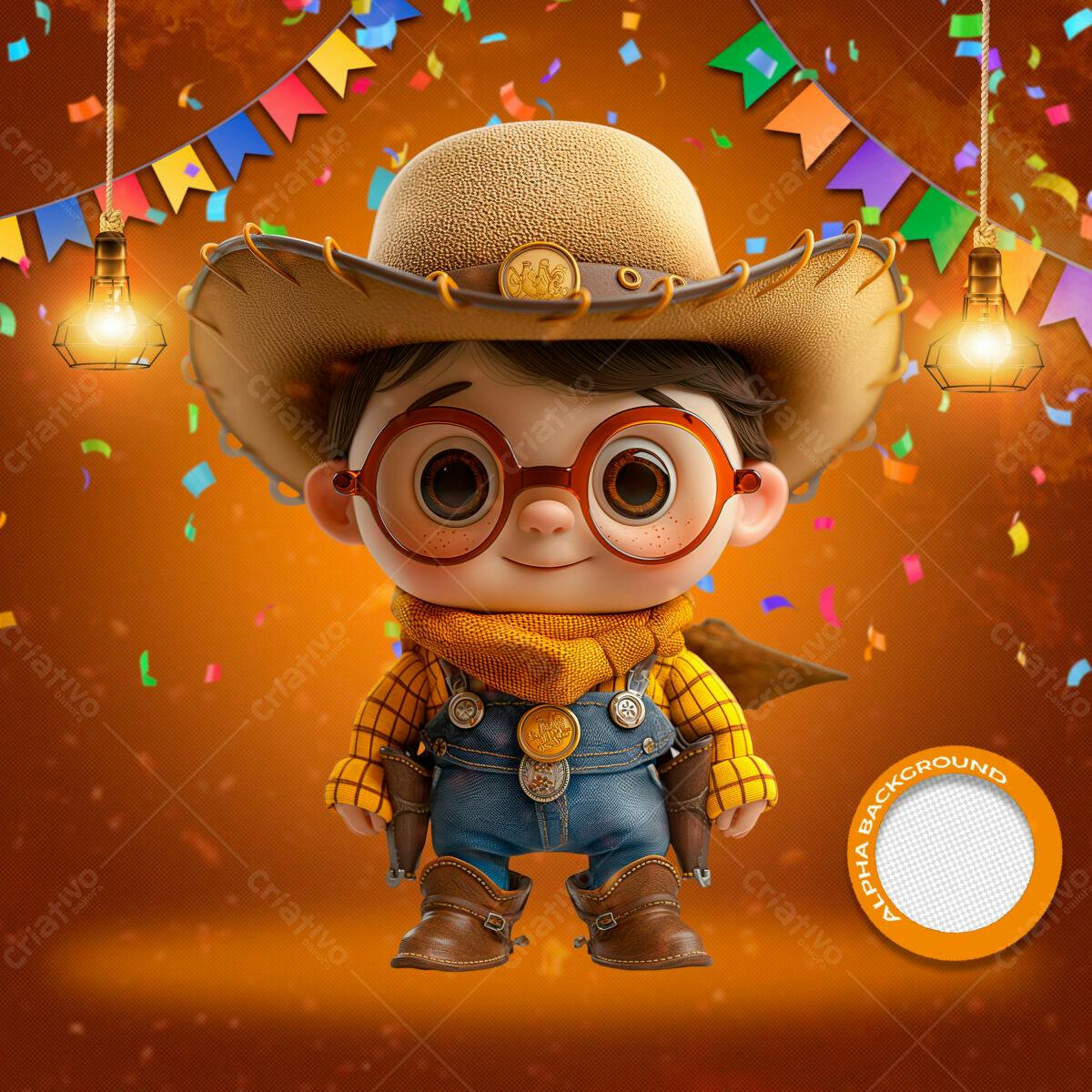 Flyer Festa Junina com Cowboy PSD Editável